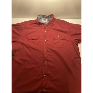 WRANGLER PREMIUM QUALITY LONG SLEEVE  WORK RED SHIRT MENS SIZE XLT D98